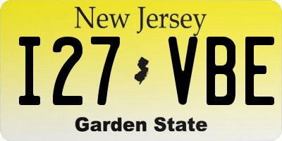 NJ license plate I27VBE