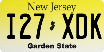 NJ license plate I27XDK