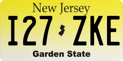 NJ license plate I27ZKE