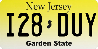 NJ license plate I28DUY