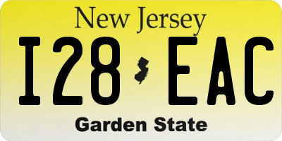 NJ license plate I28EAC