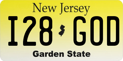 NJ license plate I28GOD