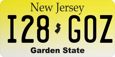 NJ license plate I28GOZ