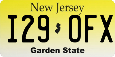 NJ license plate I29OFX