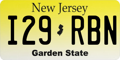 NJ license plate I29RBN