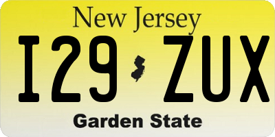 NJ license plate I29ZUX