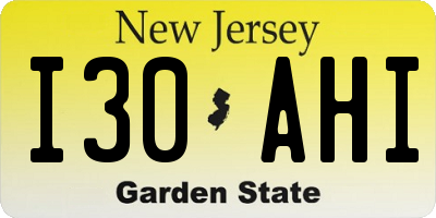 NJ license plate I30AHI
