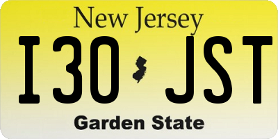 NJ license plate I30JST