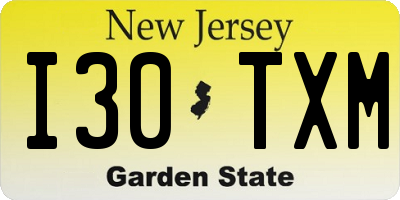 NJ license plate I30TXM