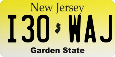 NJ license plate I30WAJ
