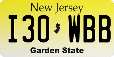 NJ license plate I30WBB