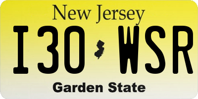NJ license plate I30WSR