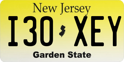 NJ license plate I30XEY