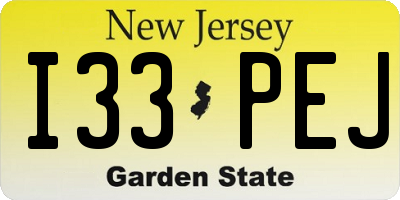 NJ license plate I33PEJ