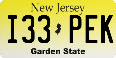 NJ license plate I33PEK