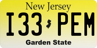NJ license plate I33PEM