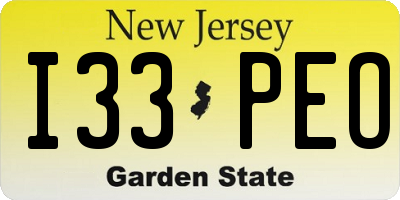 NJ license plate I33PEO