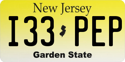 NJ license plate I33PEP