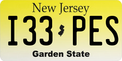 NJ license plate I33PES