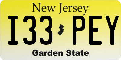 NJ license plate I33PEY