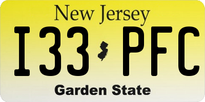 NJ license plate I33PFC