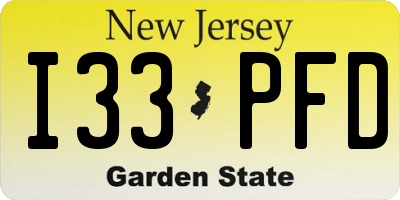 NJ license plate I33PFD