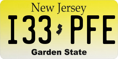 NJ license plate I33PFE