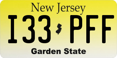 NJ license plate I33PFF