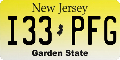 NJ license plate I33PFG