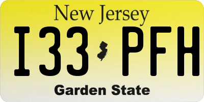NJ license plate I33PFH