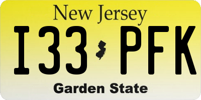 NJ license plate I33PFK