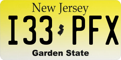 NJ license plate I33PFX