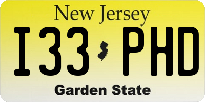 NJ license plate I33PHD