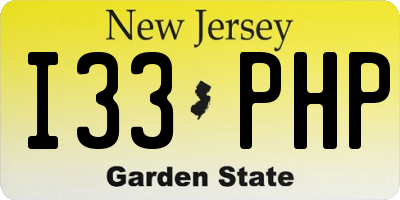 NJ license plate I33PHP