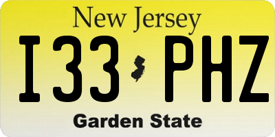 NJ license plate I33PHZ
