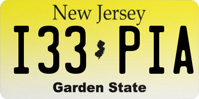 NJ license plate I33PIA