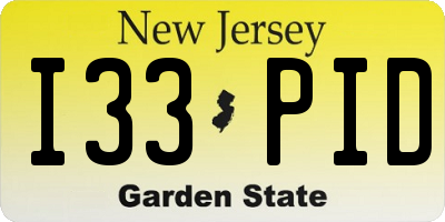 NJ license plate I33PID