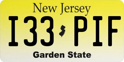 NJ license plate I33PIF