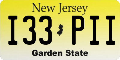 NJ license plate I33PII