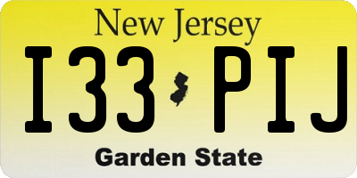 NJ license plate I33PIJ