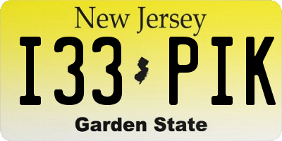 NJ license plate I33PIK