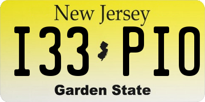 NJ license plate I33PIO