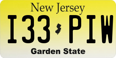 NJ license plate I33PIW