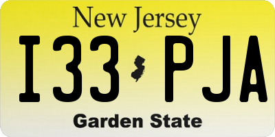 NJ license plate I33PJA