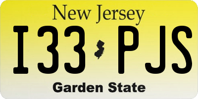 NJ license plate I33PJS