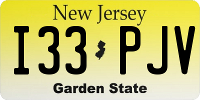 NJ license plate I33PJV