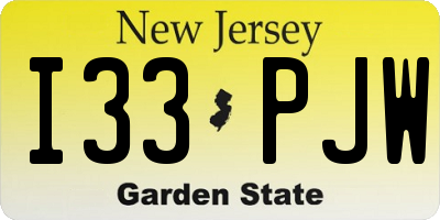 NJ license plate I33PJW