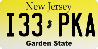 NJ license plate I33PKA