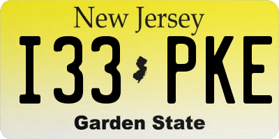 NJ license plate I33PKE
