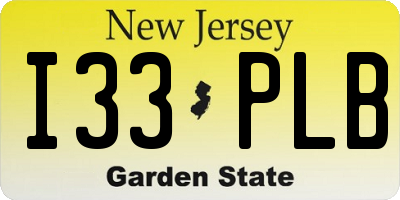 NJ license plate I33PLB